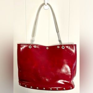 HardWear By Renee Tote Marine Red Vinyl Wooden Base Aircraft Cable Handles